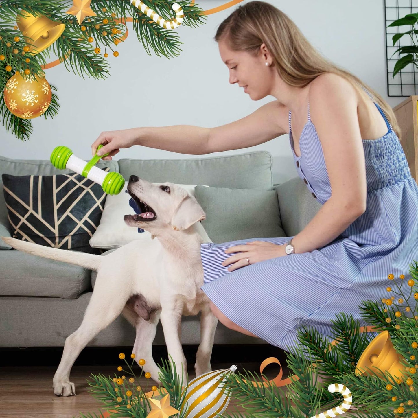 Interactive Motion-Activated Electronic Dog Toy - USB Rechargeable Automatic Dog Bone for Medium to Large Dogs - Stimulating Play for Boredom Relief (Green)