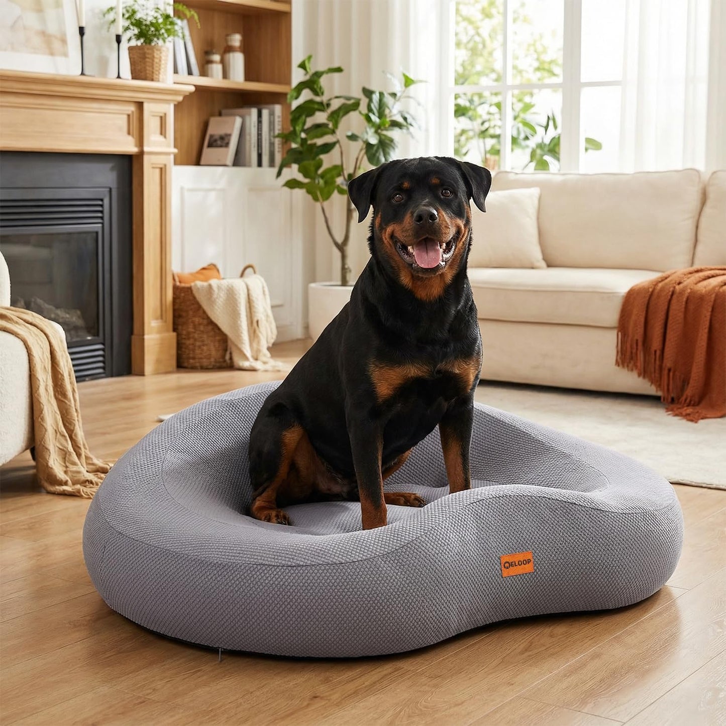 Orthopedic Memory Foam Corner Dog Bed for Large Dogs | Dog Sofa with Bolster Sides, Waterproof Liner, Removable Washable Cover and Non-Slip Bottom, Gray