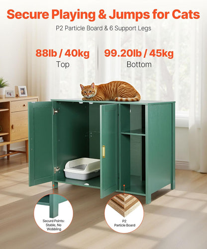 Cat Enclosure, 41.3 in Self Cleaning Litter Box Cabinet, with Drawer & Detachable Divider, Automatic Litterbox Enclosure with Built-In Power Outlet, Fits Most Smart Litterboxes