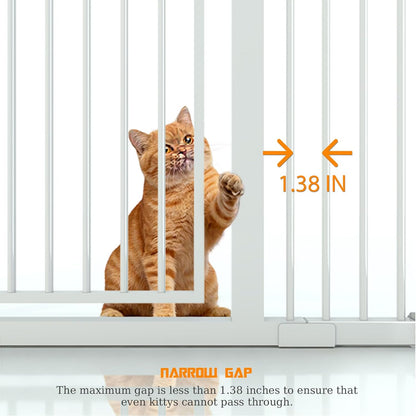 74.8" Extra Tall Cat Gate for Doorway,29.5"-35.25" Extra Pet Gate White | Extra Tall Pet Gate for Doorway Hallway Stairs with 8 Pressure Bolts ,NO Drilling Pressure Mounted Indoor
