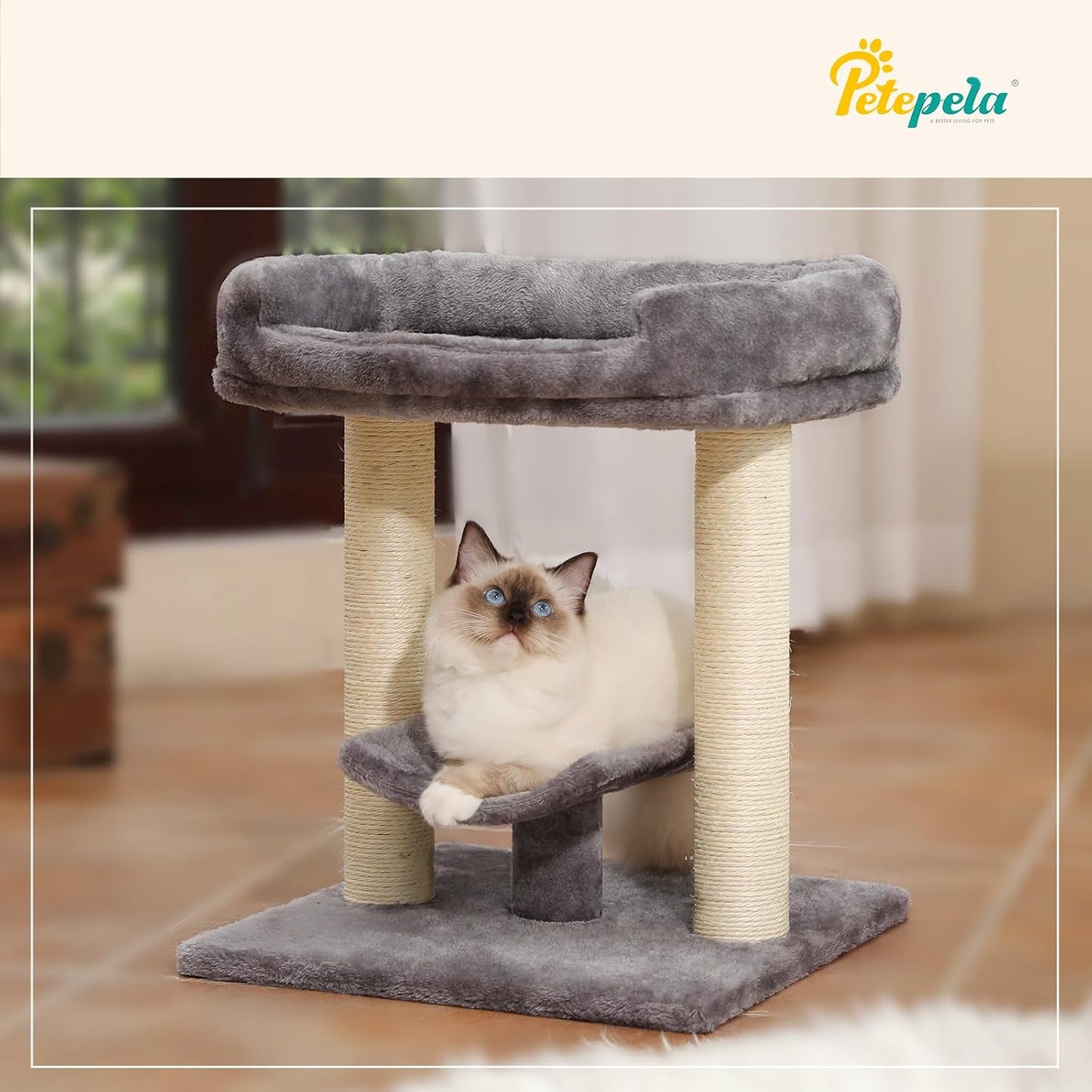 Cat Scratching Post, Mushroom Tall Cat Scratcher Featuring with Natural Sisal Scratching Poles+19" Cat Scratching Post, Cat Tree Tower, 100% Natural Sisal Cat Scratcher with Plush Top Perch