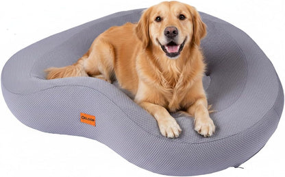 Orthopedic Memory Foam Corner Dog Bed for Large Dogs | Dog Sofa with Bolster Sides, Waterproof Liner, Removable Washable Cover and Non-Slip Bottom, Gray