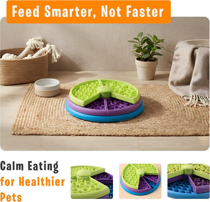 Slow Feeder Dog Bowl - 3-Level Interactive Puzzle Feeder, Non-Slip Silicone Base, Brain Training Anxiety Relief, Mental Stimulation Dogs
