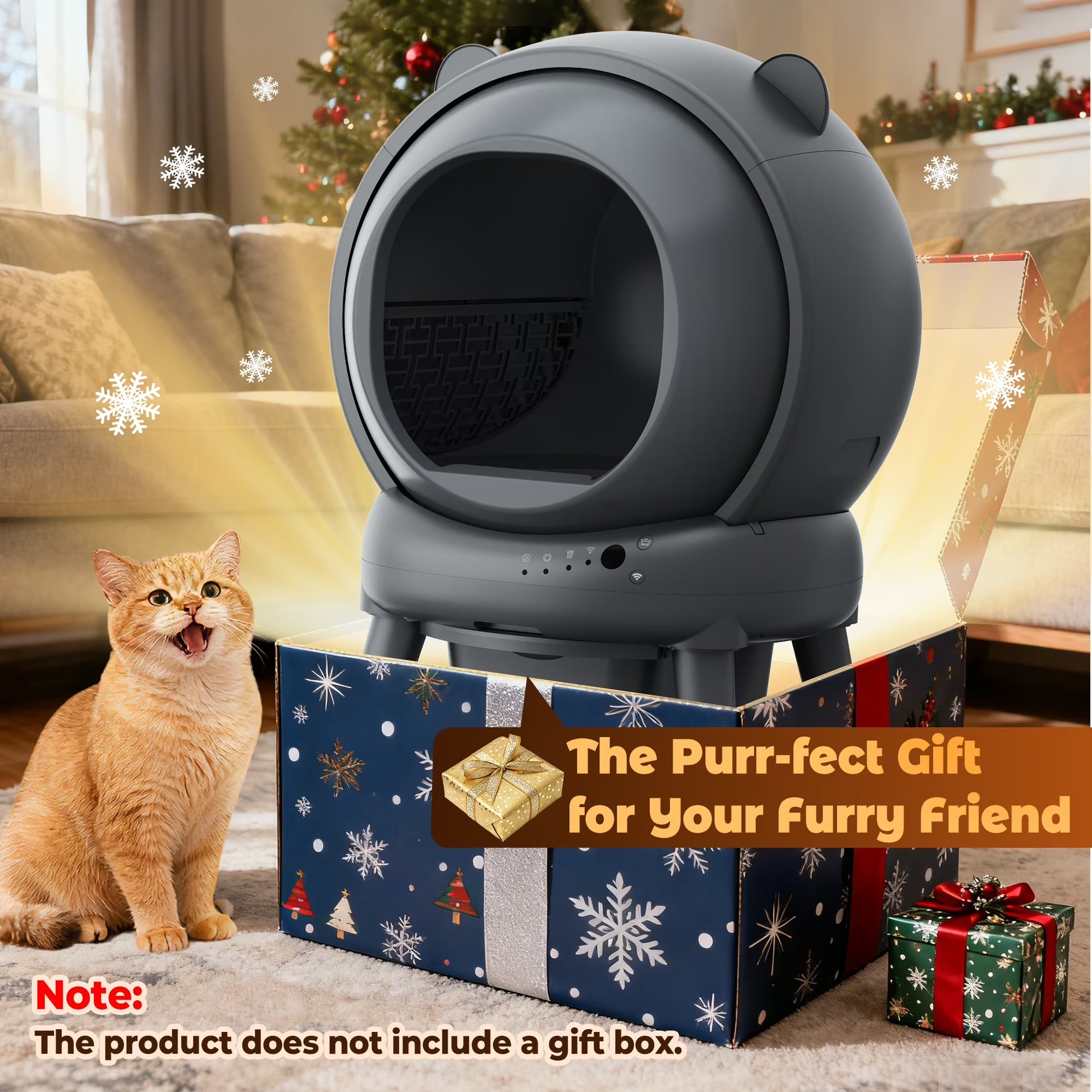 Self Cleaning Litter Box, 100 L+15L Automatic Cat Litter Box Self Cleaning for Multiple Cats, with Safety Protection, App Control,2 Roll Garbage Bags+Cat Litter Mat