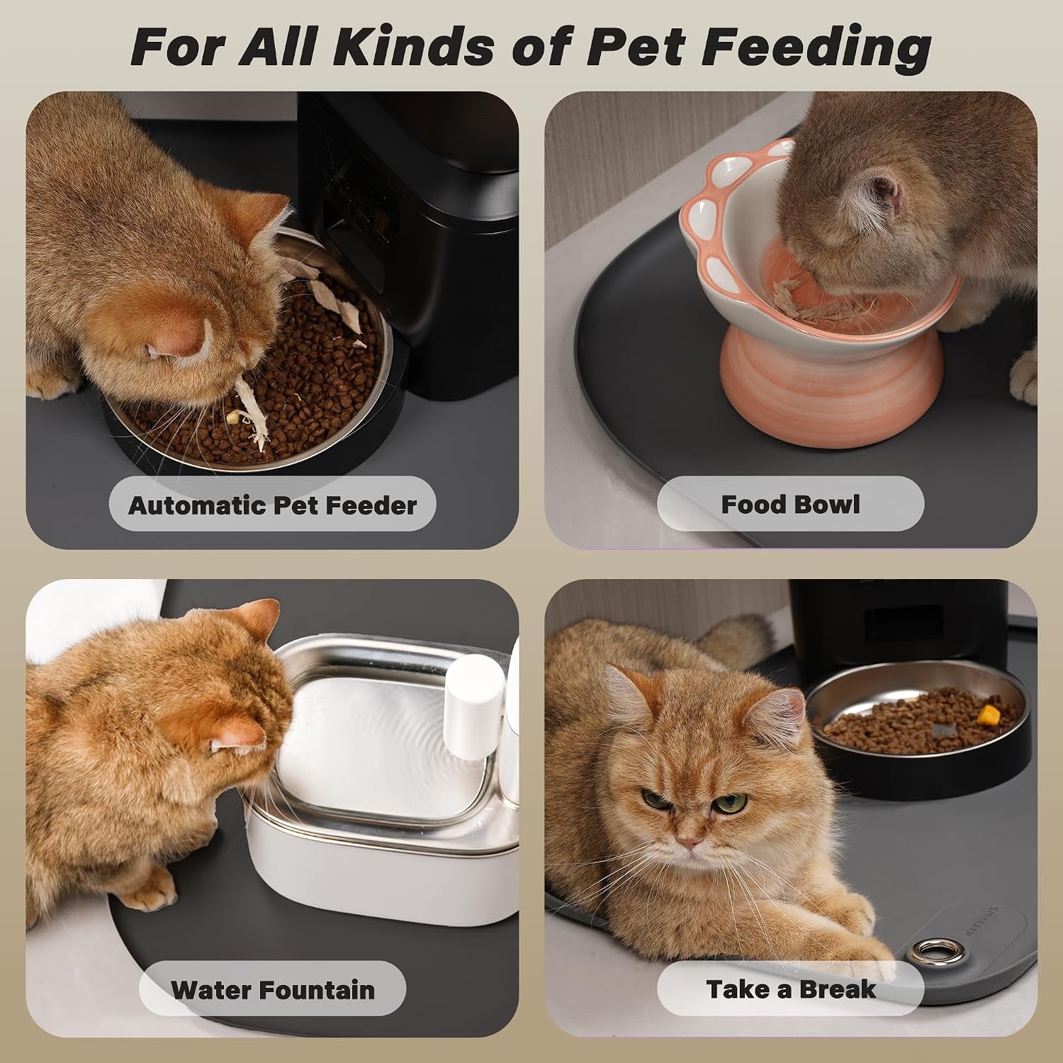 Dog & Cat Mat for Food and Water -  Dog Food Mat for Floors Waterproof with Pocket, High Raised Edges, Thicker BPA Free Silicone, Pet Feeding Mat for Bowl, Automatic Pet Feeder, Water Fountain