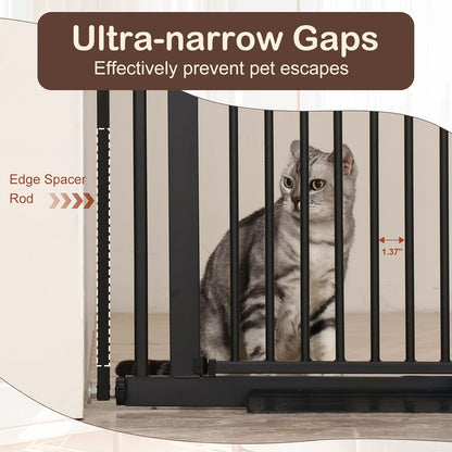 55" High Extra Tall Baby Gate, Safety Cat Gate for Doorways, Expands to 42.9"-46.9" Wide, Auto Close Dog Gate, No Drilling Pressure Mounted Cat Fence, Pet Gate Indoor for Stairs, Black