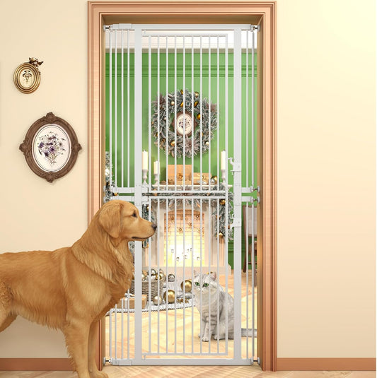 74.8" Extra Tall Cat Gate for Doorway,29.5"-35.25" Extra Pet Gate White | Extra Tall Pet Gate for Doorway Hallway Stairs with 8 Pressure Bolts ,NO Drilling Pressure Mounted Indoor