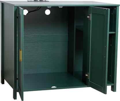 Cat Enclosure, 41.3 in Self Cleaning Litter Box Cabinet, with Drawer & Detachable Divider, Automatic Litterbox Enclosure with Built-In Power Outlet, Fits Most Smart Litterboxes