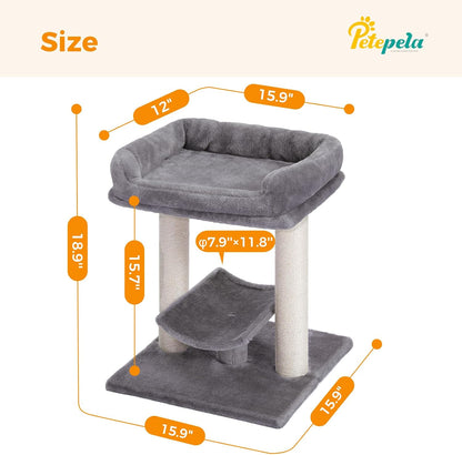 Cat Scratching Post, Mushroom Tall Cat Scratcher Featuring with Natural Sisal Scratching Poles+19" Cat Scratching Post, Cat Tree Tower, 100% Natural Sisal Cat Scratcher with Plush Top Perch