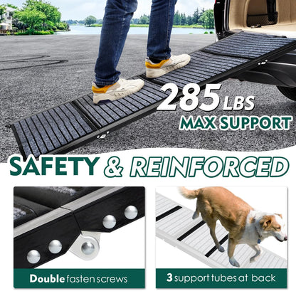 71" Foldable Dog Ramps for Large Dogs, Dog Car Ramp with Non-Slip Rug Surface, Pet Ramp Stairs Portable,Dog Steps for Medium & Large Dogs up to 220 LBS Get into a Car, SUV & Truck