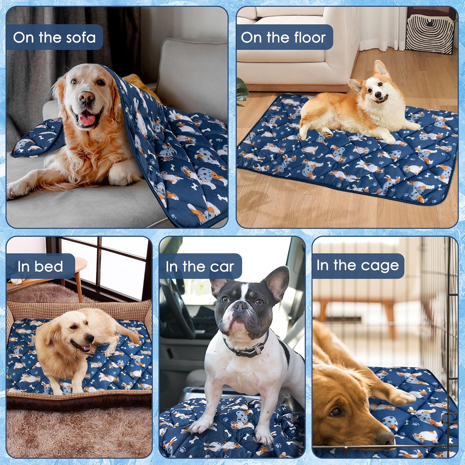 Dog Cooling Mat, Premium Lightweight Pet Cooling Blanket Bed Cover for Dogs, Cat, Puppies | Ice Silk Cooling Pad for Dogs Furniture Protector | Machine Washable Pet Blanket, 28''X40''