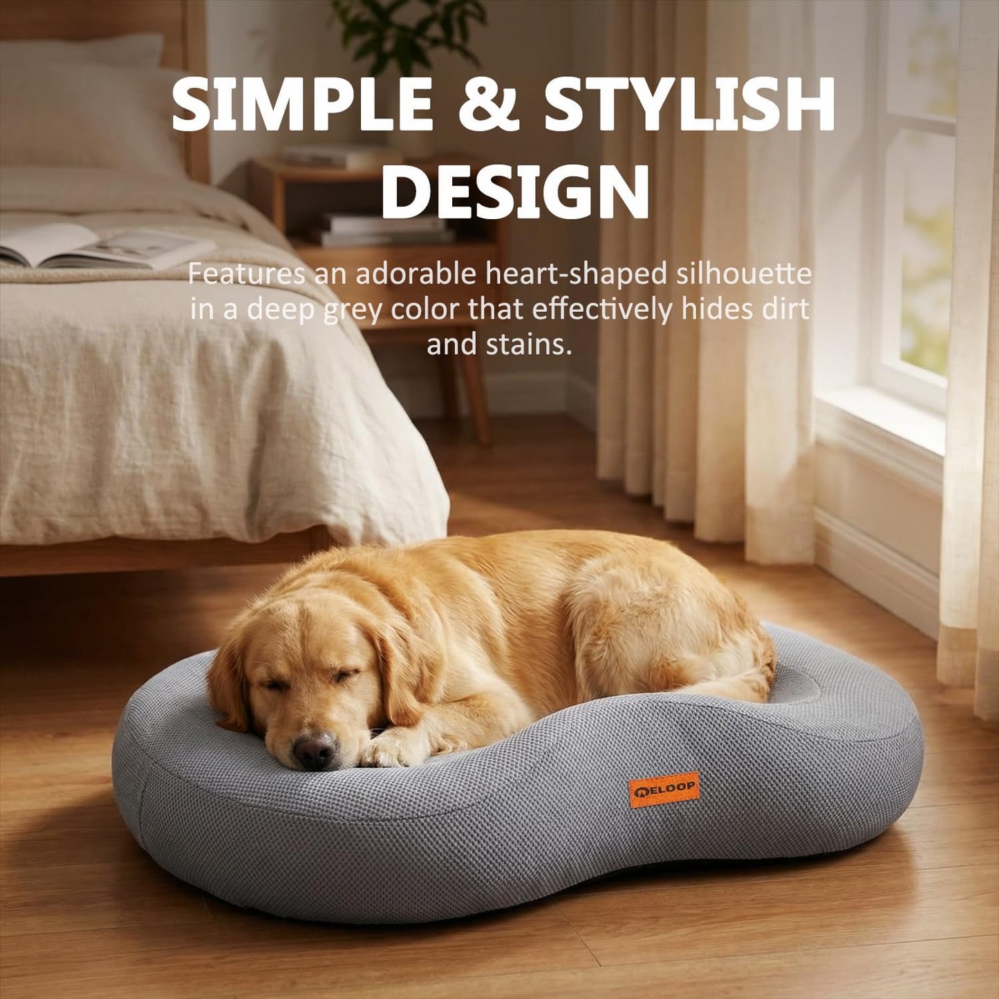 Orthopedic Memory Foam Corner Dog Bed for Large Dogs | Dog Sofa with Bolster Sides, Waterproof Liner, Removable Washable Cover and Non-Slip Bottom, Gray