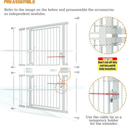 74.8" Extra Tall Cat Gate for Doorway,29.5"-35.25" Extra Pet Gate White | Extra Tall Pet Gate for Doorway Hallway Stairs with 8 Pressure Bolts ,NO Drilling Pressure Mounted Indoor