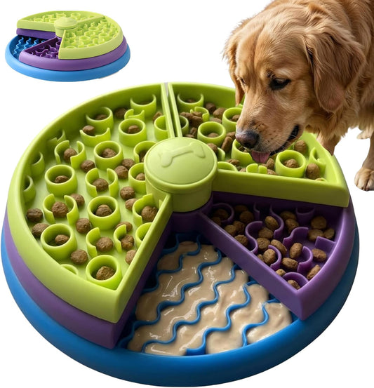 Slow Feeder Dog Bowl - 3-Level Interactive Puzzle Feeder, Non-Slip Silicone Base, Brain Training Anxiety Relief, Mental Stimulation Dogs