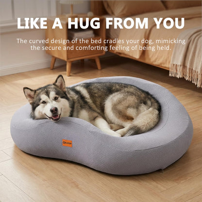 Orthopedic Memory Foam Corner Dog Bed for Large Dogs | Dog Sofa with Bolster Sides, Waterproof Liner, Removable Washable Cover and Non-Slip Bottom, Gray