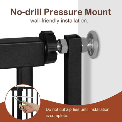 55" High Extra Tall Baby Gate, Safety Cat Gate for Doorways, Expands to 42.9"-46.9" Wide, Auto Close Dog Gate, No Drilling Pressure Mounted Cat Fence, Pet Gate Indoor for Stairs, Black