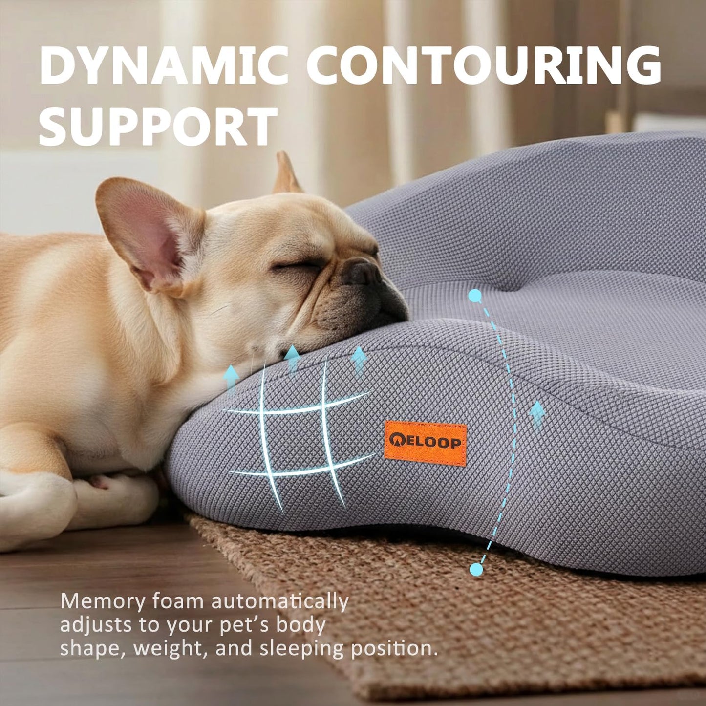 Orthopedic Memory Foam Corner Dog Bed for Large Dogs | Dog Sofa with Bolster Sides, Waterproof Liner, Removable Washable Cover and Non-Slip Bottom, Gray