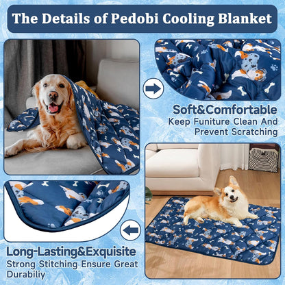 Dog Cooling Mat, Premium Lightweight Pet Cooling Blanket Bed Cover for Dogs, Cat, Puppies | Ice Silk Cooling Pad for Dogs Furniture Protector | Machine Washable Pet Blanket, 28''X40''
