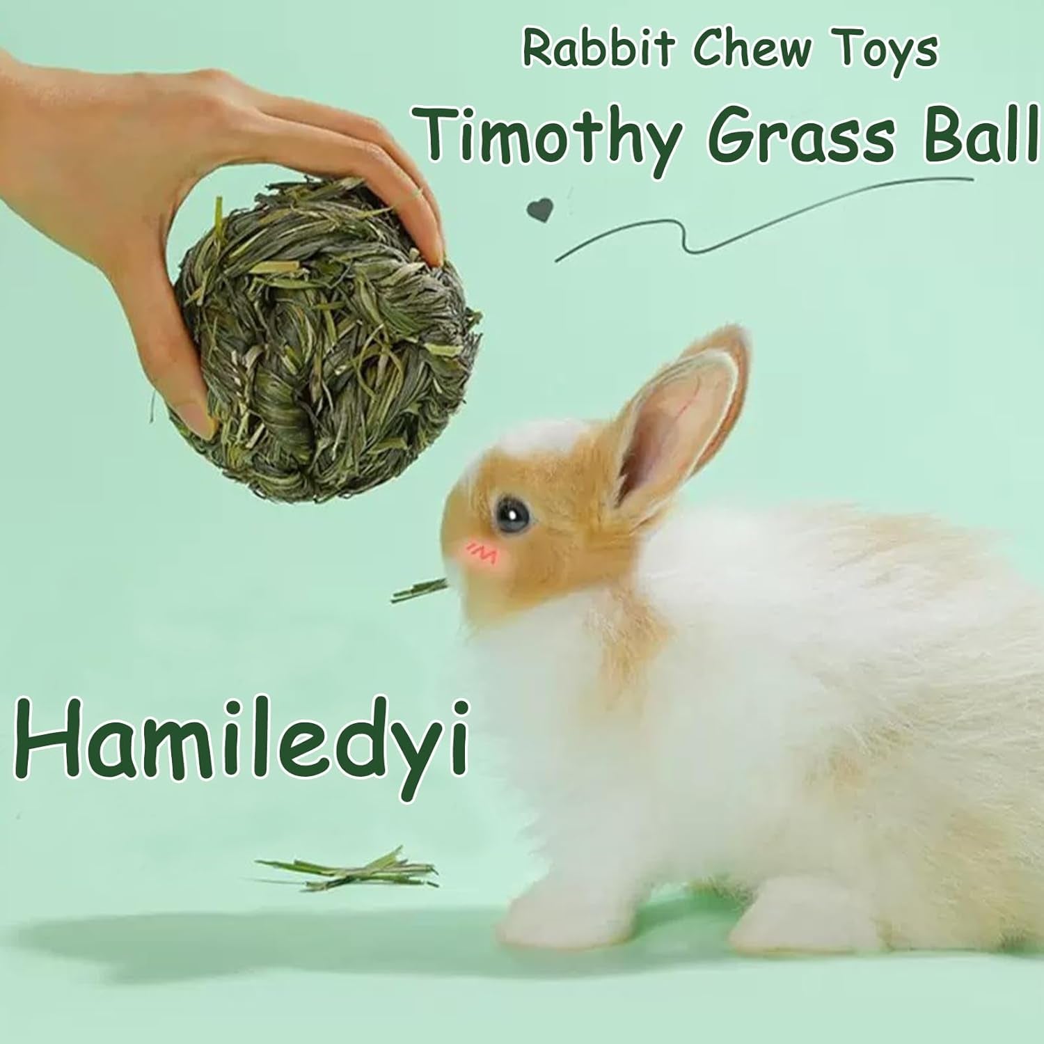 Timothy Grass Chew Ball for Small Animals - Engaging Activity and Dental Health Toys for Rabbits, Hamsters, Guinea Pigs, and Gerbils
