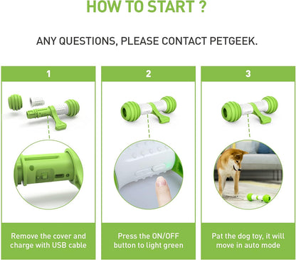Interactive Motion-Activated Electronic Dog Toy - USB Rechargeable Automatic Dog Bone for Medium to Large Dogs - Stimulating Play for Boredom Relief (Green)
