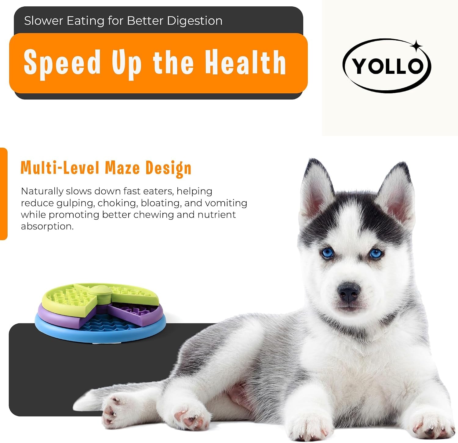 Slow Feeder Dog Bowl - 3-Level Interactive Puzzle Feeder, Non-Slip Silicone Base, Brain Training Anxiety Relief, Mental Stimulation Dogs