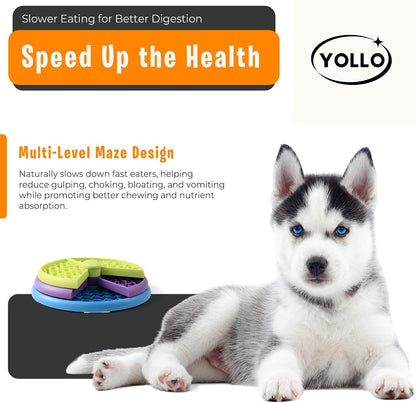 Slow Feeder Dog Bowl - 3-Level Interactive Puzzle Feeder, Non-Slip Silicone Base, Brain Training Anxiety Relief, Mental Stimulation Dogs