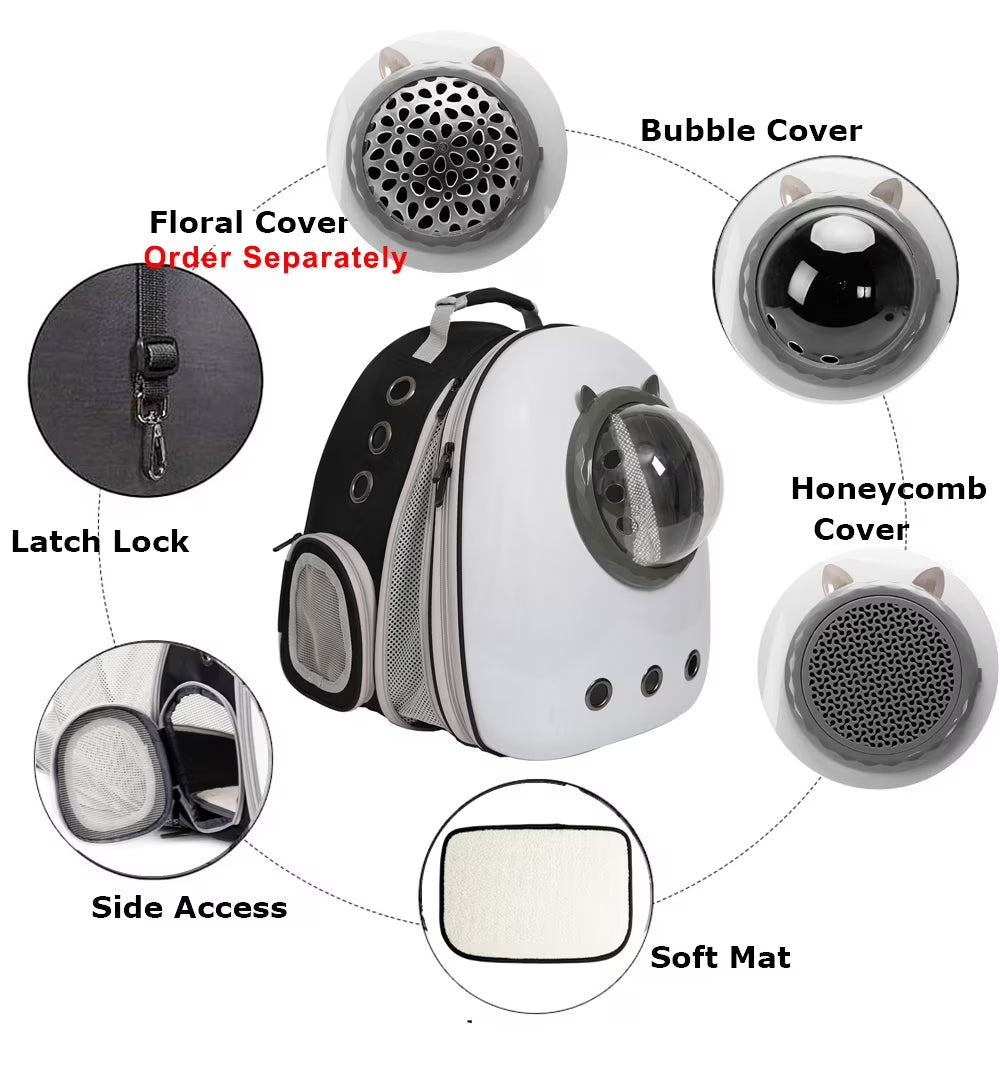 Front Expandable Cat Carrier Backpack, Large Cats Fit up to 20 Lbs, Backpack for Cats Kitten Small Puppy, Airline Approved Cat Bubble Backpack, Space Capsule Astronaut Carrier