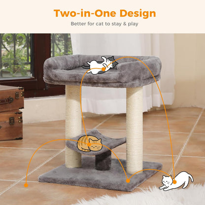 Cat Scratching Post, Mushroom Tall Cat Scratcher Featuring with Natural Sisal Scratching Poles+19" Cat Scratching Post, Cat Tree Tower, 100% Natural Sisal Cat Scratcher with Plush Top Perch