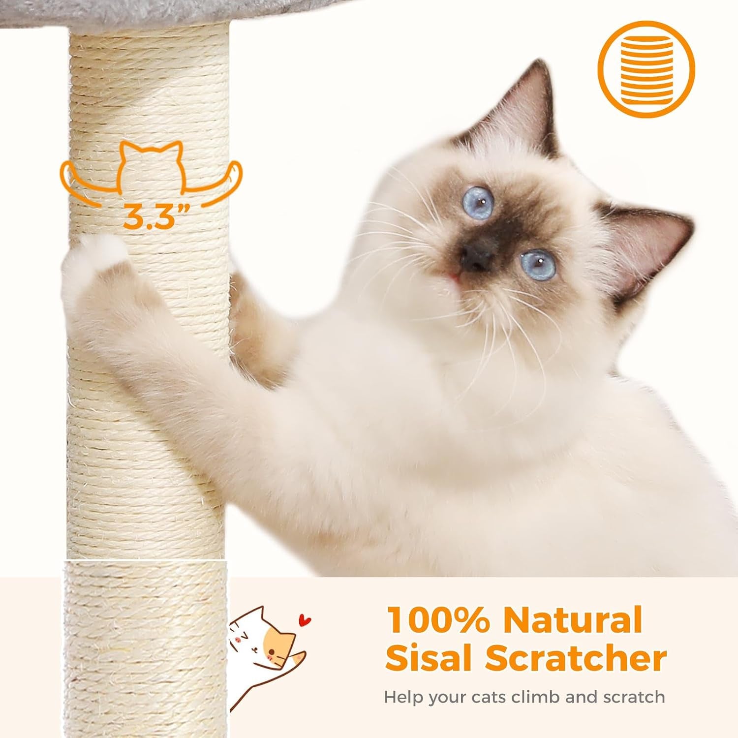 Cat Scratching Post, Mushroom Tall Cat Scratcher Featuring with Natural Sisal Scratching Poles+19" Cat Scratching Post, Cat Tree Tower, 100% Natural Sisal Cat Scratcher with Plush Top Perch
