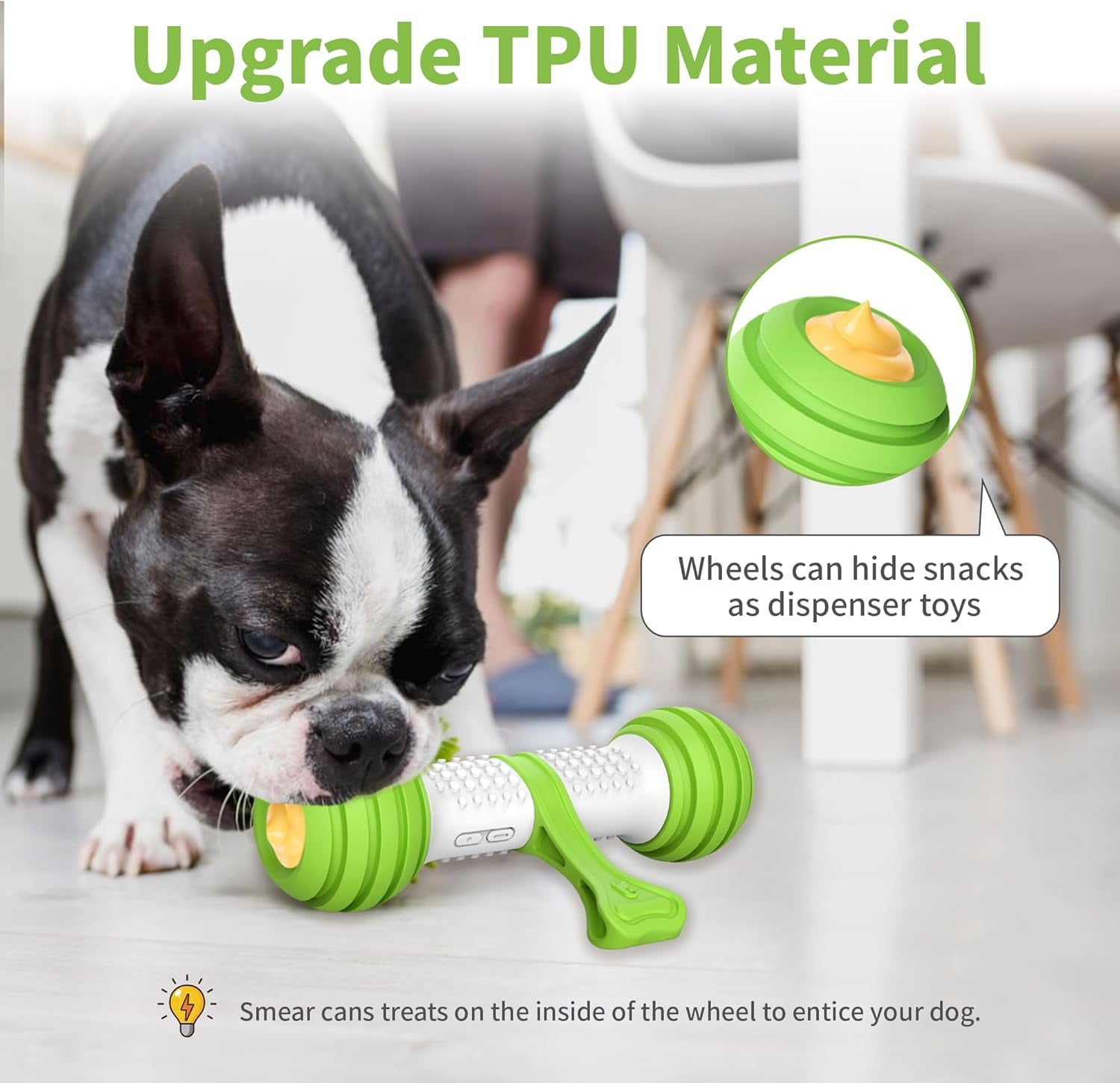 Interactive Motion-Activated Electronic Dog Toy - USB Rechargeable Automatic Dog Bone for Medium to Large Dogs - Stimulating Play for Boredom Relief (Green)