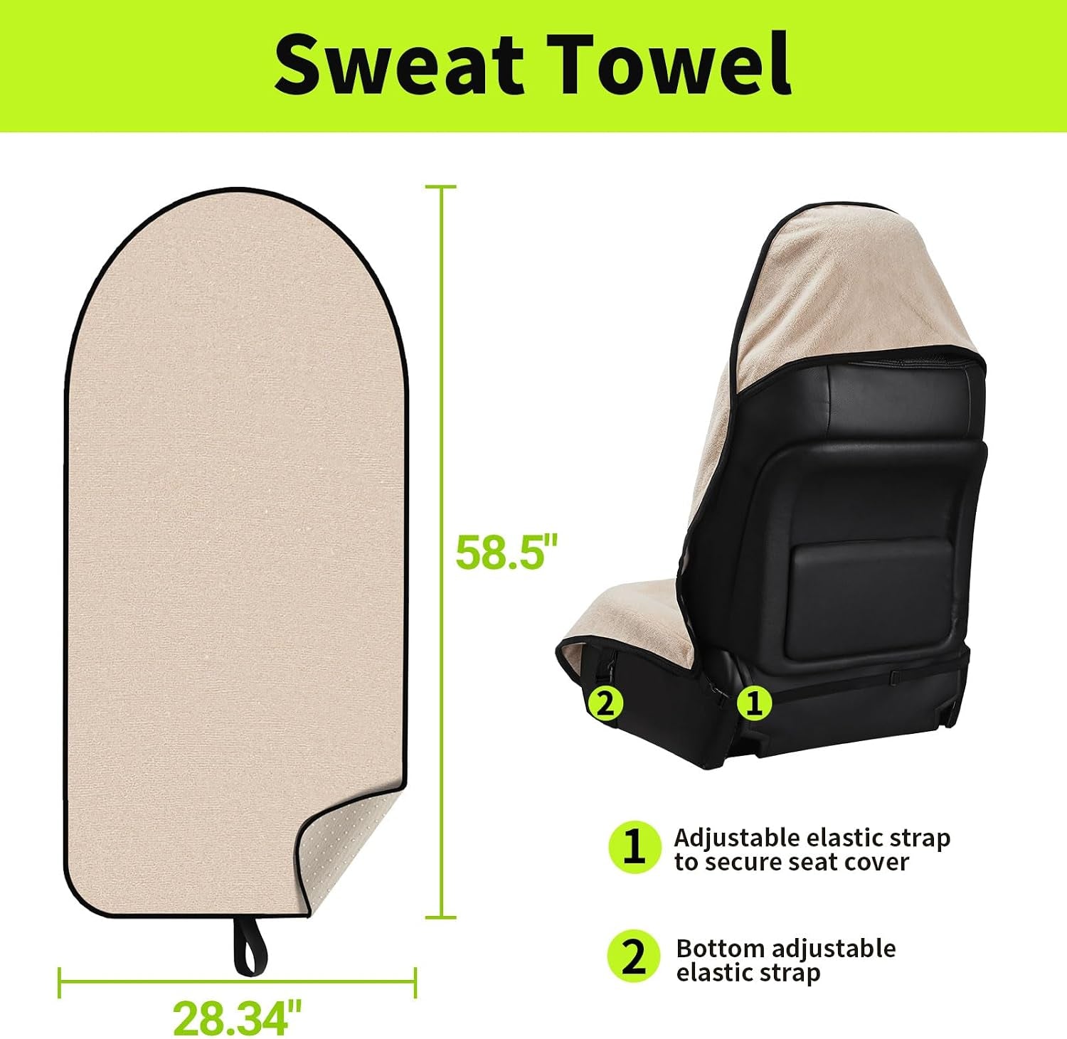 Waterproof Towel Car Seat Cover, Front Bucket, Beige | Universal Non-Slip, Fits Car Truck SUV, Machine Washable, for Dog & Kid, Pets, Yoga, Gym, Beach, Swimming, Outdoor Sports
