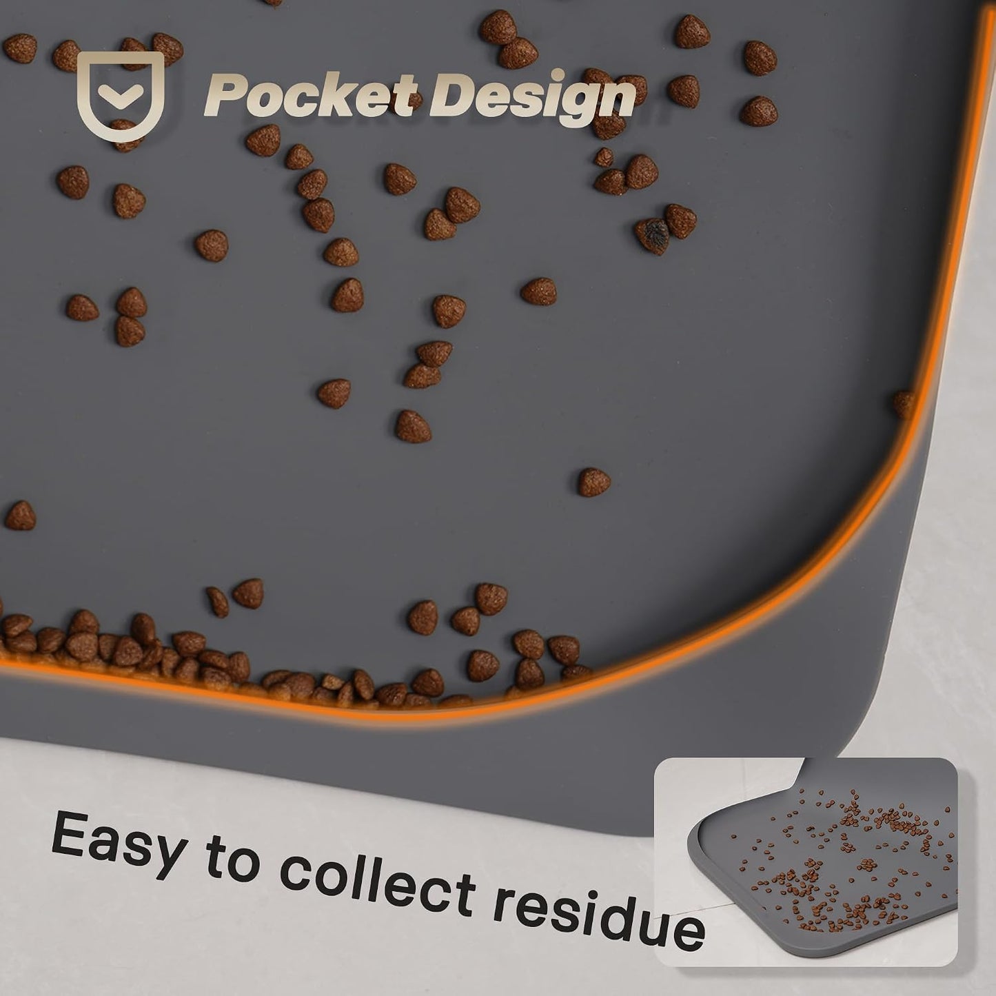 Dog & Cat Mat for Food and Water -  Dog Food Mat for Floors Waterproof with Pocket, High Raised Edges, Thicker BPA Free Silicone, Pet Feeding Mat for Bowl, Automatic Pet Feeder, Water Fountain