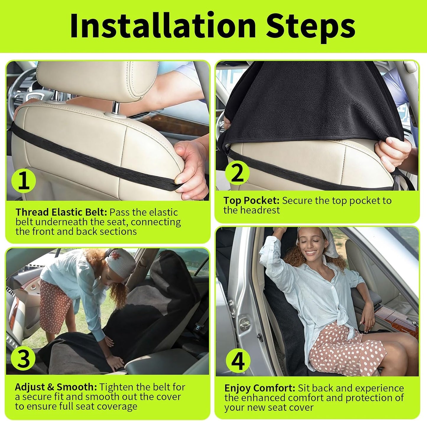 Waterproof Towel Car Seat Cover, Front Bucket, Beige | Universal Non-Slip, Fits Car Truck SUV, Machine Washable, for Dog & Kid, Pets, Yoga, Gym, Beach, Swimming, Outdoor Sports