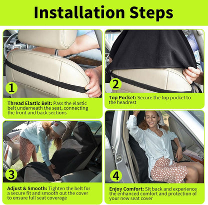 Waterproof Towel Car Seat Cover, Front Bucket, Beige | Universal Non-Slip, Fits Car Truck SUV, Machine Washable, for Dog & Kid, Pets, Yoga, Gym, Beach, Swimming, Outdoor Sports