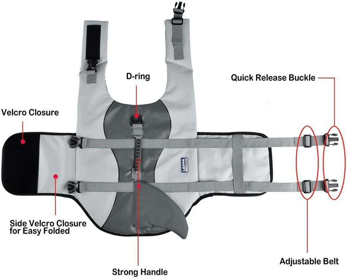 Adjustable Dog Life Jacket for Aquatic Safety - Quick-Drying Canine Vest with Reinforced Safety Handle