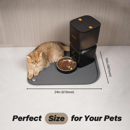 Dog & Cat Mat for Food and Water -  Dog Food Mat for Floors Waterproof with Pocket, High Raised Edges, Thicker BPA Free Silicone, Pet Feeding Mat for Bowl, Automatic Pet Feeder, Water Fountain