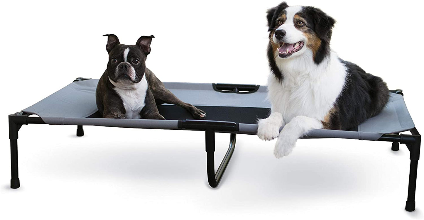 K&H Outdoor Elevated Dog Bed, Cooling Raised Dog Bed, Gray, XL 50X32In | Pet Cot for Large & Extra Large Pets, Breathable Mesh Center Hammock Design, Indoor/Outdoor Washable Cover, 50X32In