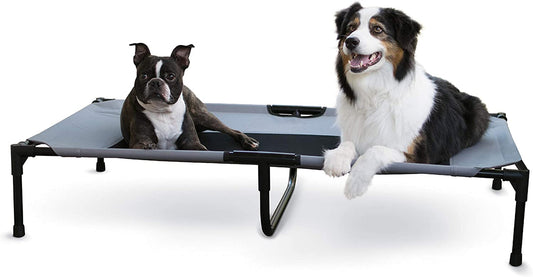 K&H Outdoor Elevated Dog Bed, Cooling Raised Dog Bed, Gray, XL 50X32In | Pet Cot for Large & Extra Large Pets, Breathable Mesh Center Hammock Design, Indoor/Outdoor Washable Cover, 50X32In