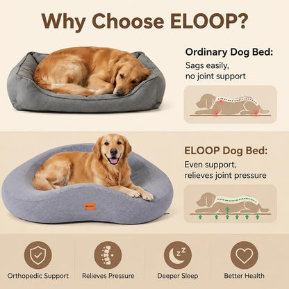 Orthopedic Memory Foam Corner Dog Bed for Large Dogs | Dog Sofa with Bolster Sides, Waterproof Liner, Removable Washable Cover and Non-Slip Bottom, Gray