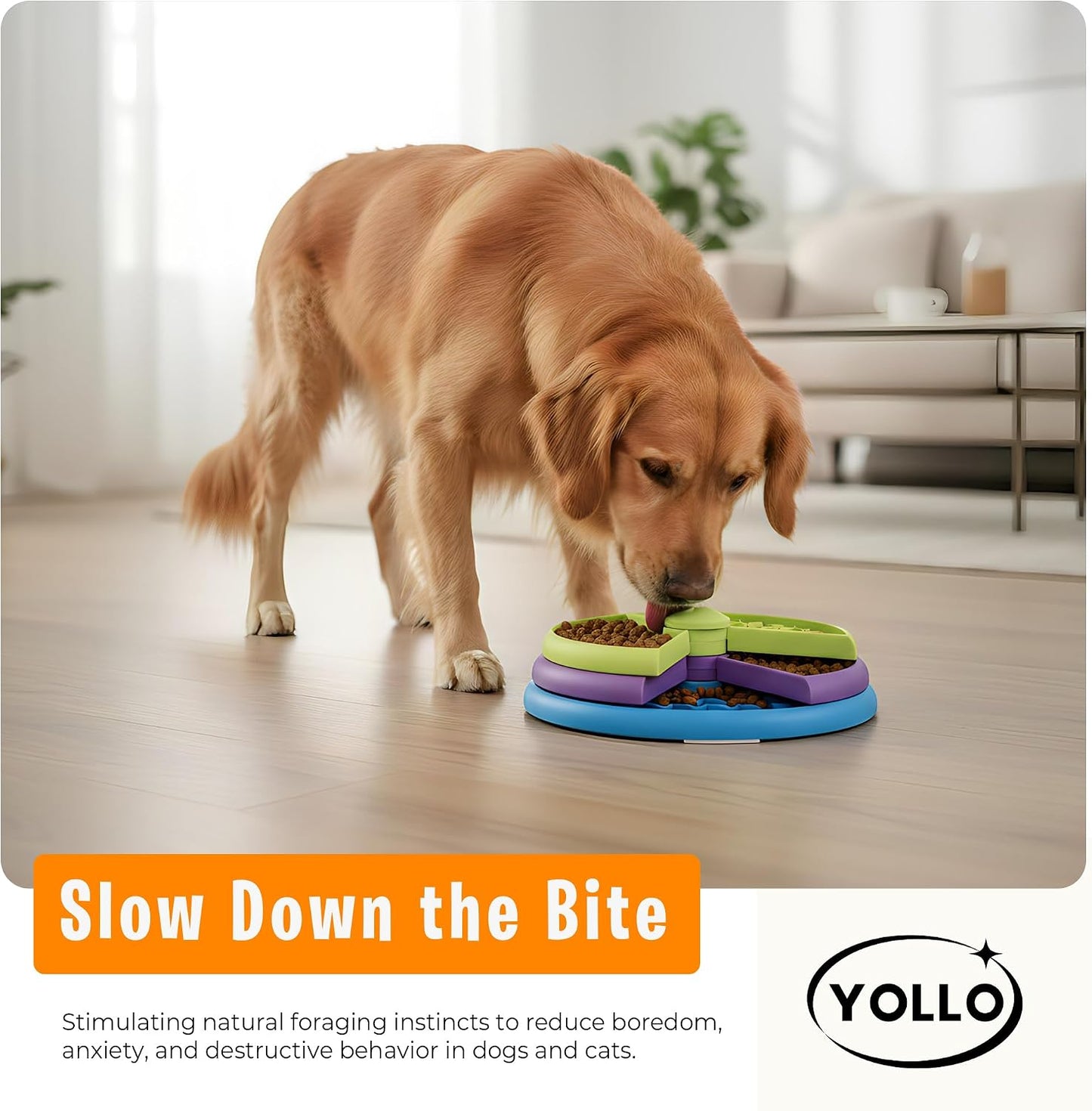 Slow Feeder Dog Bowl - 3-Level Interactive Puzzle Feeder, Non-Slip Silicone Base, Brain Training Anxiety Relief, Mental Stimulation Dogs