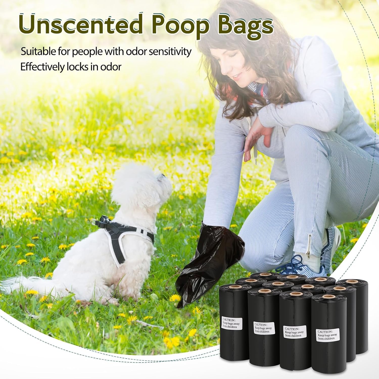 Dog Poop Bags 280 Counts: Extra Thick Leakproof Waste Bag with Dispenser for Doggy (Scented)