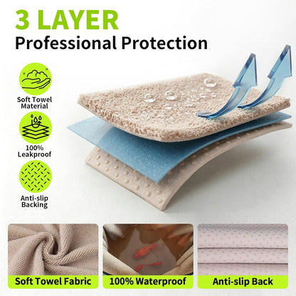 Waterproof Towel Car Seat Cover, Front Bucket, Beige | Universal Non-Slip, Fits Car Truck SUV, Machine Washable, for Dog & Kid, Pets, Yoga, Gym, Beach, Swimming, Outdoor Sports