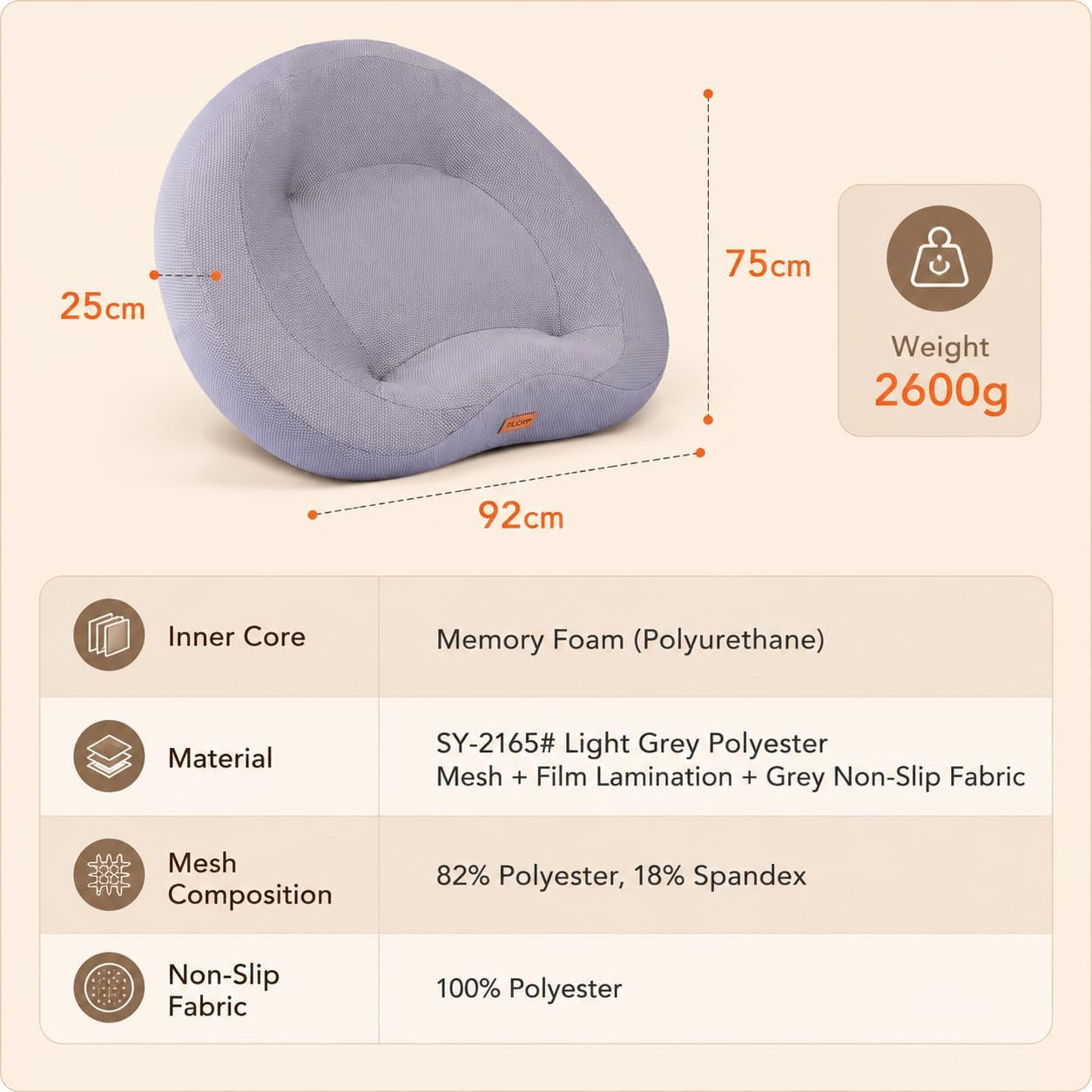 Orthopedic Memory Foam Corner Dog Bed for Large Dogs | Dog Sofa with Bolster Sides, Waterproof Liner, Removable Washable Cover and Non-Slip Bottom, Gray