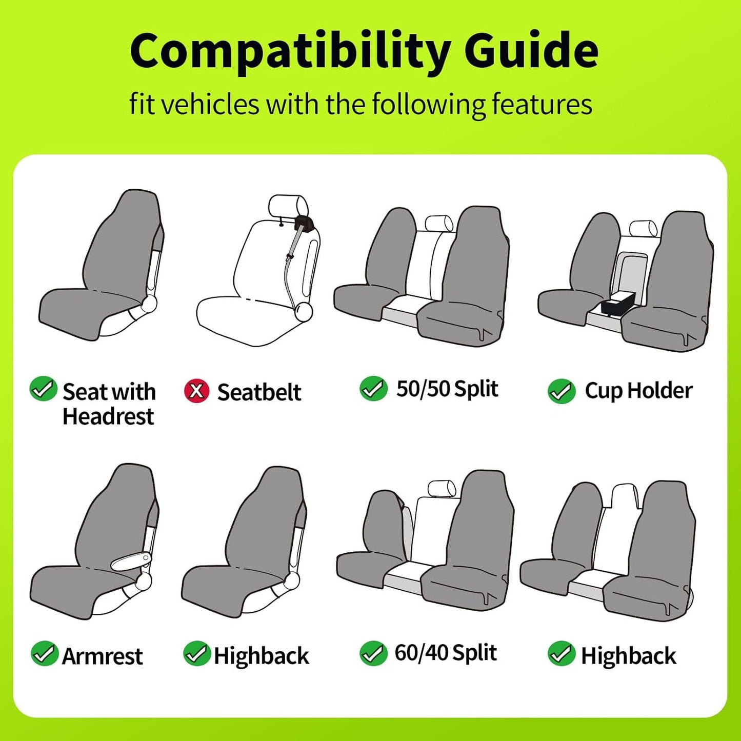 Waterproof Towel Car Seat Cover, Front Bucket, Beige | Universal Non-Slip, Fits Car Truck SUV, Machine Washable, for Dog & Kid, Pets, Yoga, Gym, Beach, Swimming, Outdoor Sports