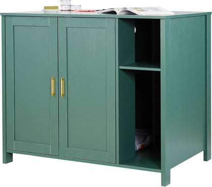 Cat Enclosure, 41.3 in Self Cleaning Litter Box Cabinet, with Drawer & Detachable Divider, Automatic Litterbox Enclosure with Built-In Power Outlet, Fits Most Smart Litterboxes