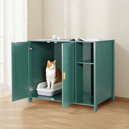 Cat Enclosure, 41.3 in Self Cleaning Litter Box Cabinet, with Drawer & Detachable Divider, Automatic Litterbox Enclosure with Built-In Power Outlet, Fits Most Smart Litterboxes