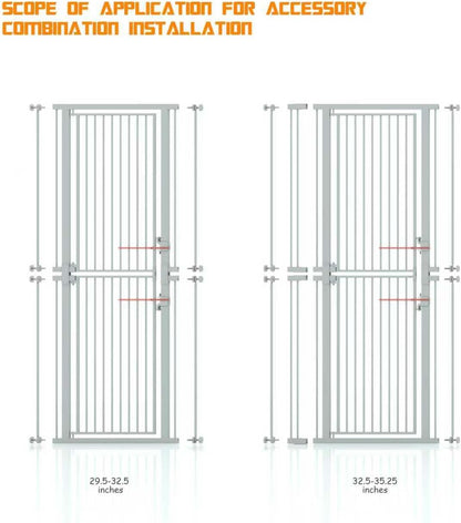 74.8" Extra Tall Cat Gate for Doorway,29.5"-35.25" Extra Pet Gate White | Extra Tall Pet Gate for Doorway Hallway Stairs with 8 Pressure Bolts ,NO Drilling Pressure Mounted Indoor
